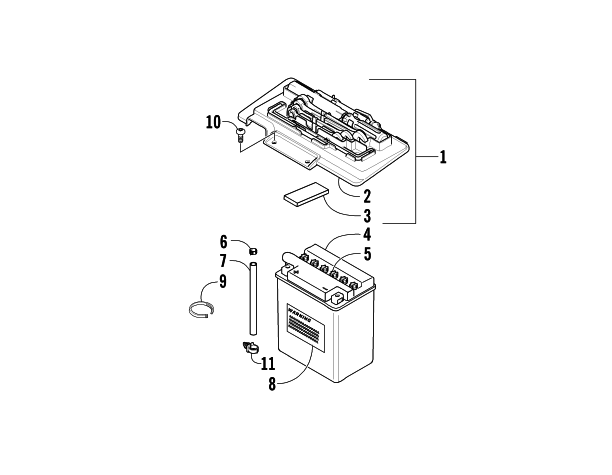 Parts Diagram for Arctic Cat 2008 650 H1 AUTOMATIC TRANSMISSION 4X4 FIS ATV BATTERY ASSEMBLY