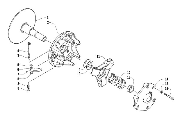 Parts Diagram for Arctic Cat 2006 BEARCAT 570 LONG TRACK SNOWMOBILE DRIVE CLUTCH