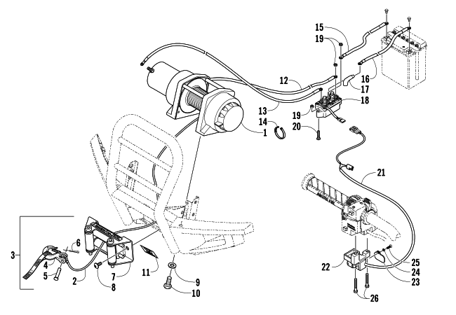 Parts Diagram for Arctic Cat 2007 650 H1 AUTOMATIC TRANSMISSION 4X4 TRV LE ATV WINCH ASSEMBLY