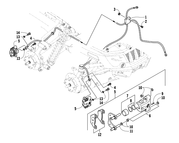 Parts Diagram for Arctic Cat 2006 650 V-TWIN AUTOMATIC TRANSMISSION 4X4 FIS ATV HYDRAULIC BRAKE ASSEMBLY