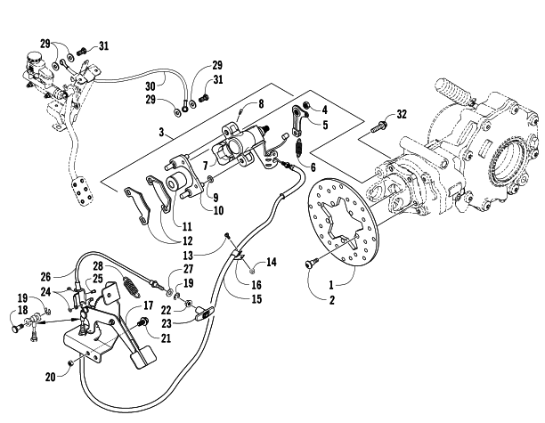Parts Diagram for Arctic Cat 2006 PROWLER XT 650 H1 AUTOMATIC 4X4 ATV REAR AND PARKING BRAKE ASSEMBLY