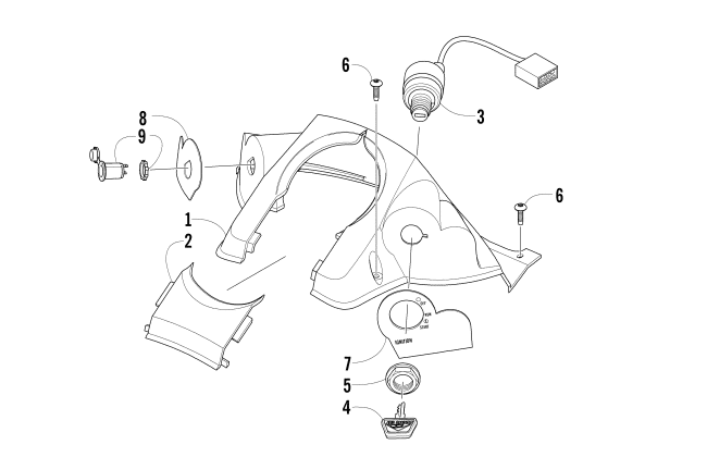 Parts Diagram for Arctic Cat 2007 BEARCAT WIDE TRACK SNOWMOBILE CONSOLE AND SWITCH ASSEMBLY