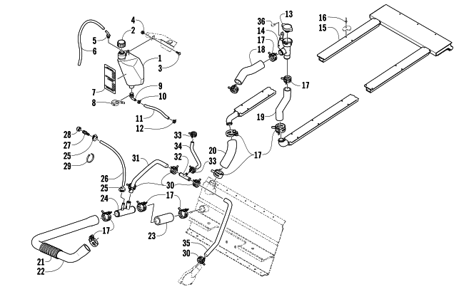 Parts Diagram for Arctic Cat 2008 PANTHER 660 TOURING SNOWMOBILE COOLING ASSEMBLY