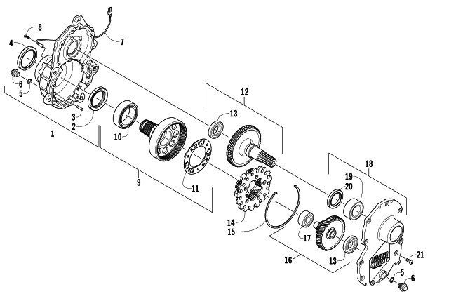 Parts Diagram for Arctic Cat 2006 CROSSFIRE 700 EFI WEST YELLOWSTONE SNOWMOBILE GEARCASE ASSEMBLY