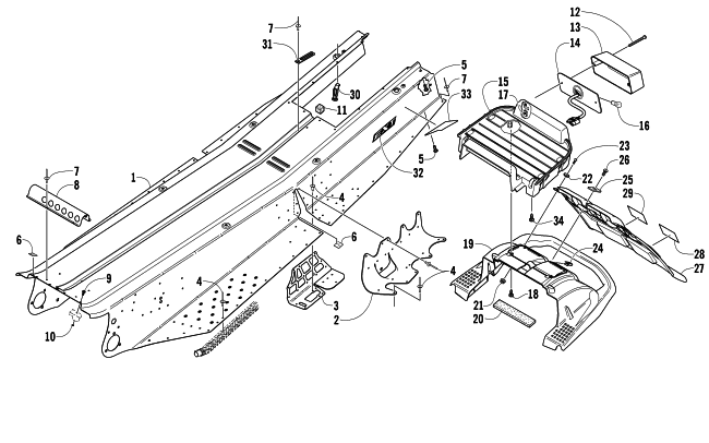 Parts Diagram for Arctic Cat 2006 SABERCAT 700 EFI EXT SNOWMOBILE TUNNEL, REAR BUMPER, AND TAILLIGHT ASSEMBLY