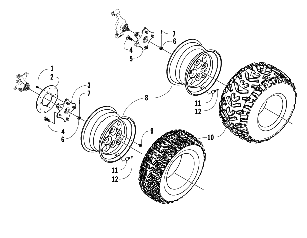 Parts Diagram for Arctic Cat 2006 400 MANUAL TRANSMISSION 4X4 VP ATV WHEEL AND TIRE ASSEMBLY
