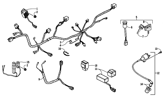 Parts Diagram for Arctic Cat 2007 90 UTILITY ATV ELECTRICAL AND WIRING HARNESS ASSEMBLY