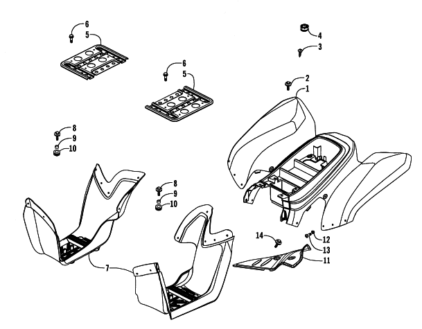 Parts Diagram for Arctic Cat 2006 90 DVX ATV REAR BODY PANEL ASSEMBLY
