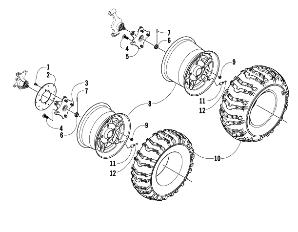 Parts Diagram for Arctic Cat 2006 650 H1 AUTOMATIC TRANSMISSION 4X4 SE CA ATV WHEEL AND TIRE ASSEMBLY