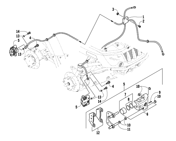 Parts Diagram for Arctic Cat 2006 400 MANUAL TRANSMISSION 4X4 VP ATV HYDRAULIC BRAKE ASSEMBLY