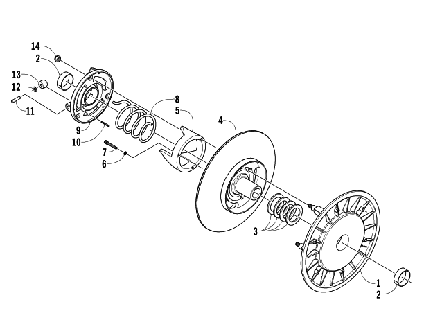 Parts Diagram for Arctic Cat 2005 BEARCAT 570 SNOWMOBILE DRIVEN CLUTCH