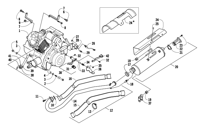 Parts Diagram for Arctic Cat 2007 400 MANUAL TRANSMISSION 4X4 FIS ATV ENGINE AND EXHAUST