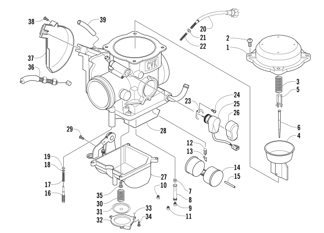 Parts Diagram for Arctic Cat 2009 500 4X4 AUTOMATIC ATV CARBURETOR
