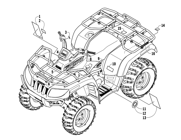 Parts Diagram for Arctic Cat 2006 500 MANUAL TRANSMISSION 4X4 FIS ATV DECALS
