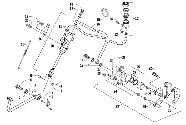 Parts Diagram for Arctic Cat 2006 500 MANUAL TRANSMISSION 4X4 FIS ATV AUXILIARY BRAKE ASSEMBLY