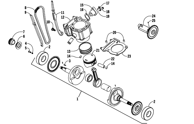 Parts Diagram for Arctic Cat 2008 250 DVX ATV PISTON AND CRANKSHAFT ASSEMBLY