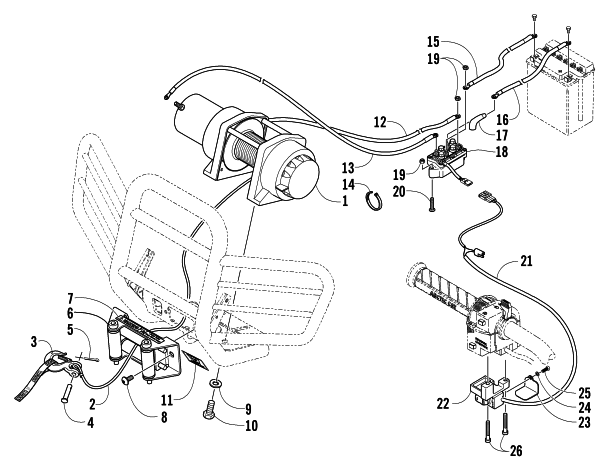 Parts Diagram for Arctic Cat 2006 650 V-TWIN AUTOMATIC TRANSMISSION 4X4 FIS LIMITED EDITION CA ATV WINCH ASSEMBLY