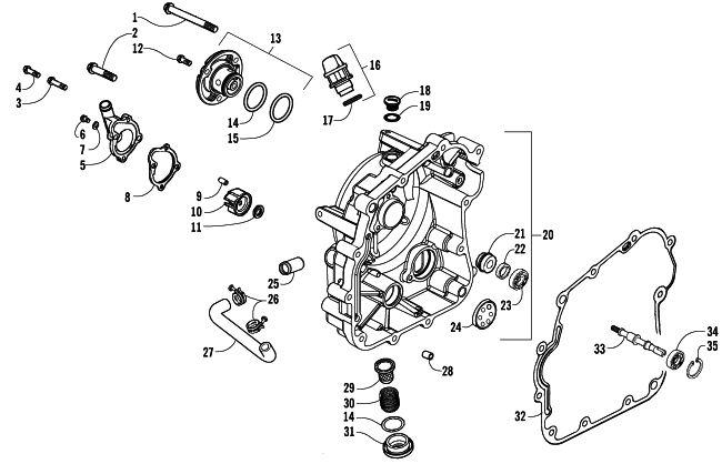 Parts Diagram for Arctic Cat 2006 250 UTILITY ATV CRANKCASE COVER ASSEMBLY