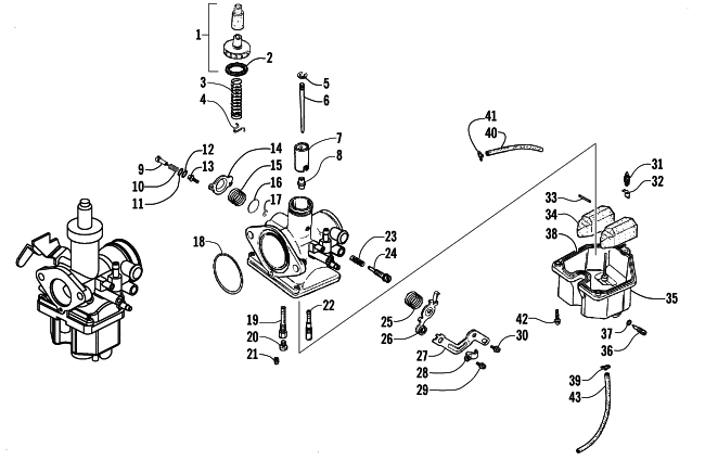 Parts Diagram for Arctic Cat 2006 250 UTILITY ATV CARBURETOR ASSEMBLY