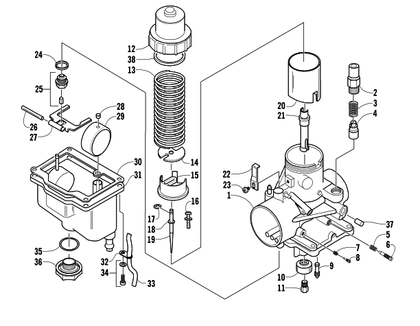 Parts Diagram for Arctic Cat 2008 PANTHER 370 SNOWMOBILE CARBURETOR
