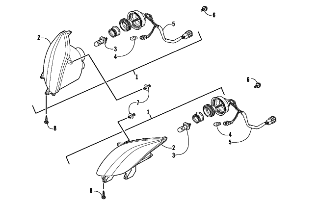 Parts Diagram for Arctic Cat 2008 250 UTILITY ATV HEADLIGHT ASSEMBLY
