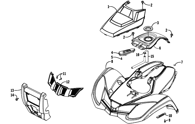 Parts Diagram for Arctic Cat 2008 250 UTILITY ATV FRONT BODY PANEL ASSEMBLY