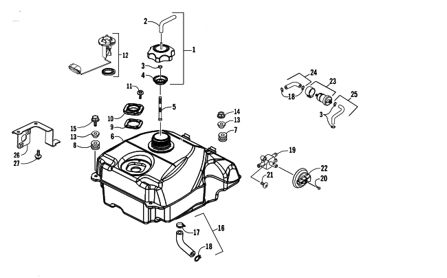 Parts Diagram for Arctic Cat 2006 250 UTILITY ATV GAS TANK ASSEMBLY
