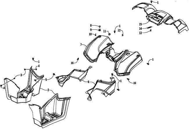 Parts Diagram for Arctic Cat 2006 250 UTILITY ATV REAR BODY PANEL ASSEMBLY