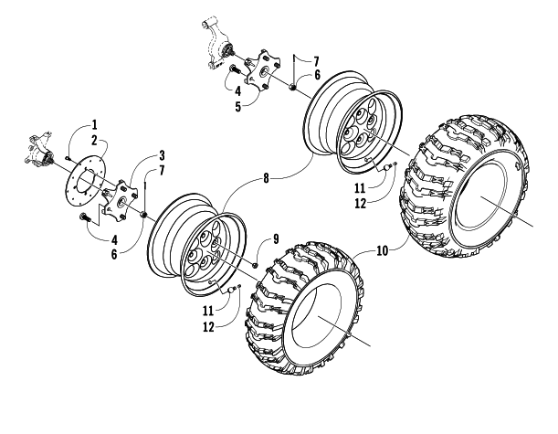 Parts Diagram for Arctic Cat 2006 650 V-TWIN AUTOMATIC TRANSMISSION 4X4 FIS LIMITED EDITION CA ATV WHEEL AND TIRE ASSEMBLY