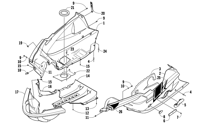 Parts Diagram for Arctic Cat 2006 FIRECAT 700 SNOWMOBILE BELLY PAN ASSEMBLY