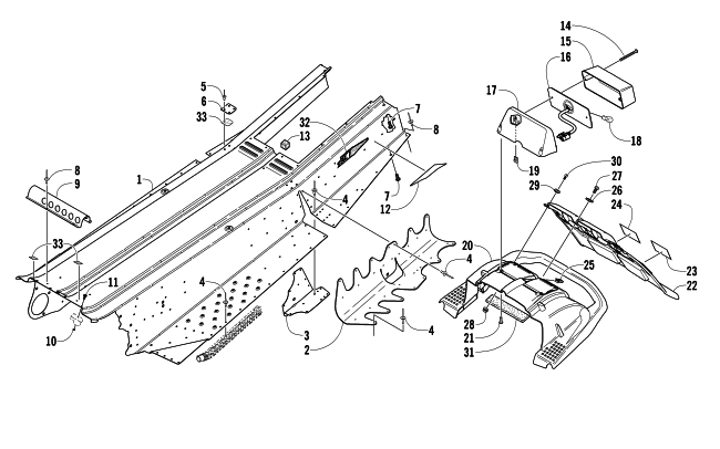 Parts Diagram for Arctic Cat 2006 FIRECAT 700 EFI SNOWMOBILE TUNNEL, REAR BUMPER, AND TAILLIGHT ASSEMBLY