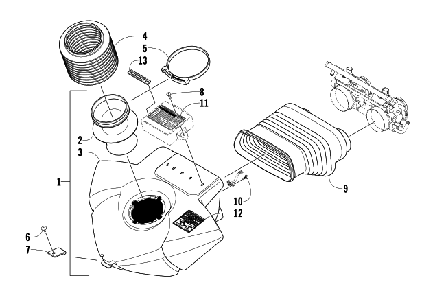 Parts Diagram for Arctic Cat 2004 SABERCAT 600 EFI LX SNOWMOBILE AIR SILENCER ASSEMBLY