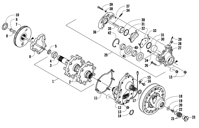 Parts Diagram for Arctic Cat 2006 FIRECAT 700 EFI SNOWMOBILE DRIVE TRAIN AND BRAKE ASSEMBLIES