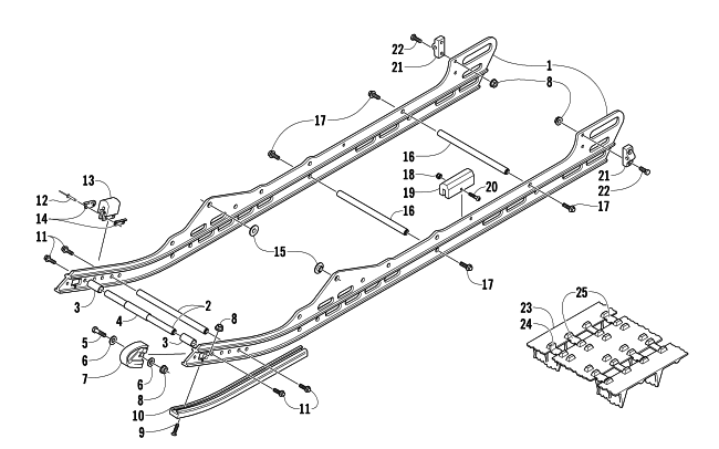 Parts Diagram for Arctic Cat 2006 M7 EFI 141 SNOWMOBILE SLIDE RAIL AND TRACK ASSEMBLY