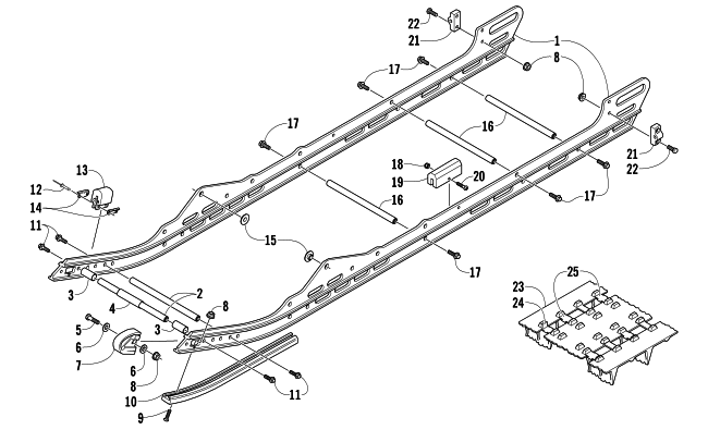 Parts Diagram for Arctic Cat 2006 M7 EFI 162 CT SNOWMOBILE SLIDE RAIL AND TRACK ASSEMBLY
