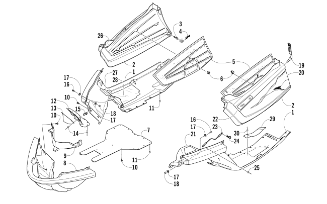 Parts Diagram for Arctic Cat 2006 M6 EFI 153 SNOWMOBILE BELLY PAN ASSEMBLY