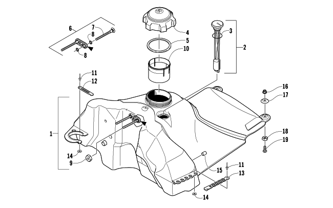 Parts Diagram for Arctic Cat 2006 CROSSFIRE 600 EFI SNOWMOBILE GAS TANK ASSEMBLY