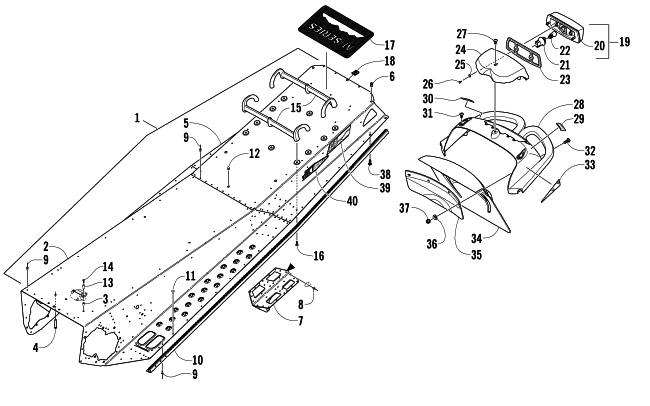 Parts Diagram for Arctic Cat 2006 M7 EFI 141 SNOWMOBILE TUNNEL, REAR BUMPER, AND TAILLIGHT ASSEMBLY