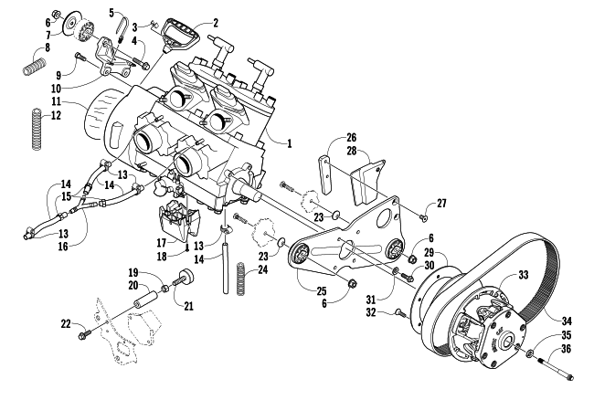 Parts Diagram for Arctic Cat 2006 CROSSFIRE 700 EFI SNO PRO SNOWMOBILE ENGINE AND RELATED PARTS