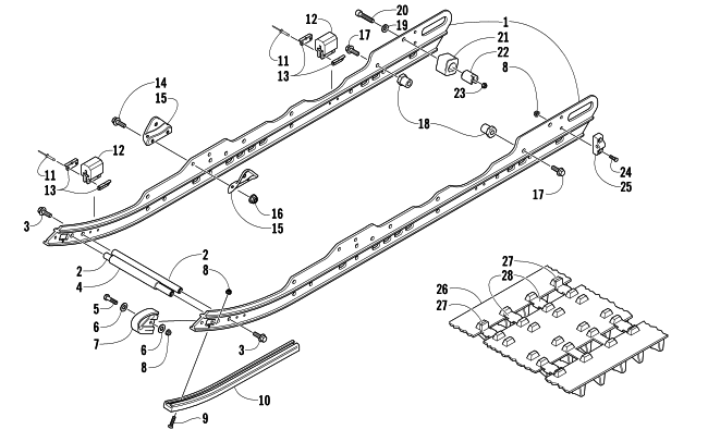 Parts Diagram for Arctic Cat 2006 CROSSFIRE 600 EFI SNOWMOBILE SLIDE RAIL AND TRACK ASSEMBLY