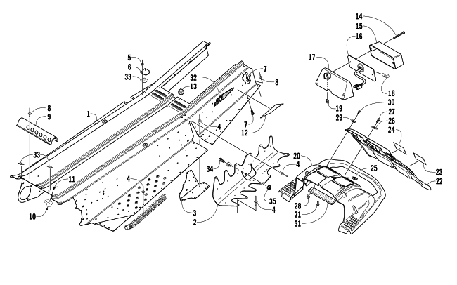 Parts Diagram for Arctic Cat 2006 FIRECAT 700 SNO PRO SNOWMOBILE TUNNEL, REAR BUMPER, AND TAILLIGHT ASSEMBLY