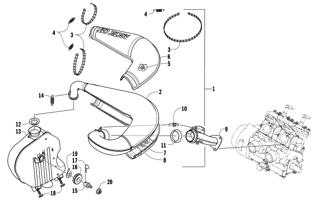 Parts Diagram for Arctic Cat 2006 CROSSFIRE 700 EFI SNO PRO SNOWMOBILE EXHAUST ASSEMBLY