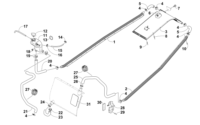 Parts Diagram for Arctic Cat 2006 FIRECAT 600 EFI R SNOWMOBILE COOLING ASSEMBLY