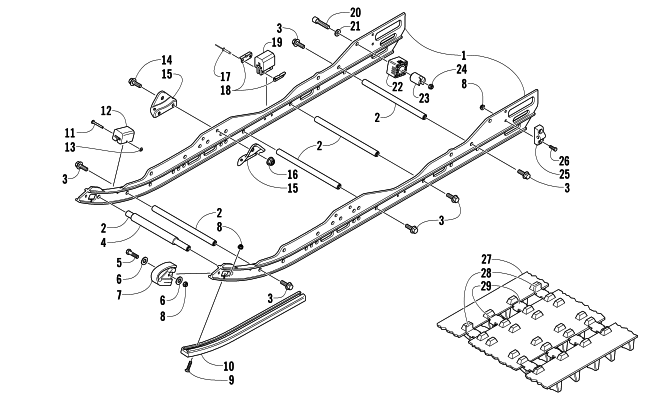 Parts Diagram for Arctic Cat 2006 FIRECAT 600 EFI SNO PRO SNOWMOBILE SLIDE RAIL AND TRACK ASSEMBLY