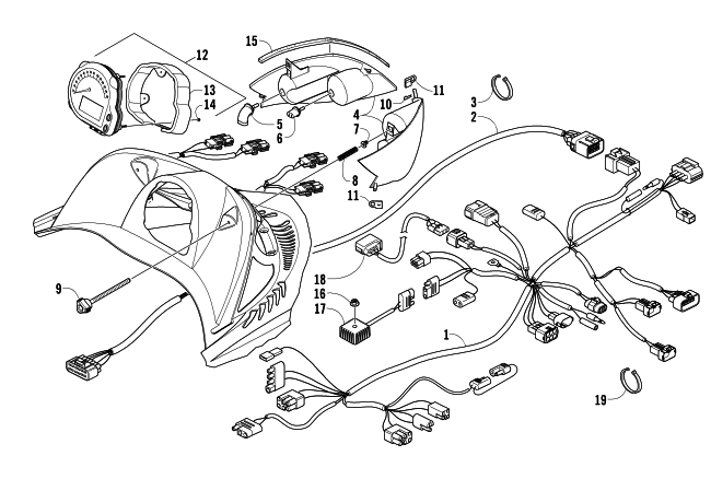 Parts Diagram for Arctic Cat 2006 CROSSFIRE 600 EFI SNO PRO SNOWMOBILE HEADLIGHT, INSTRUMENTS, AND WIRING ASSEMBLIES