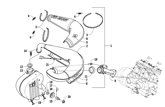 Parts Diagram for Arctic Cat 2006 CROSSFIRE 600 EFI SNOWMOBILE EXHAUST ASSEMBLY