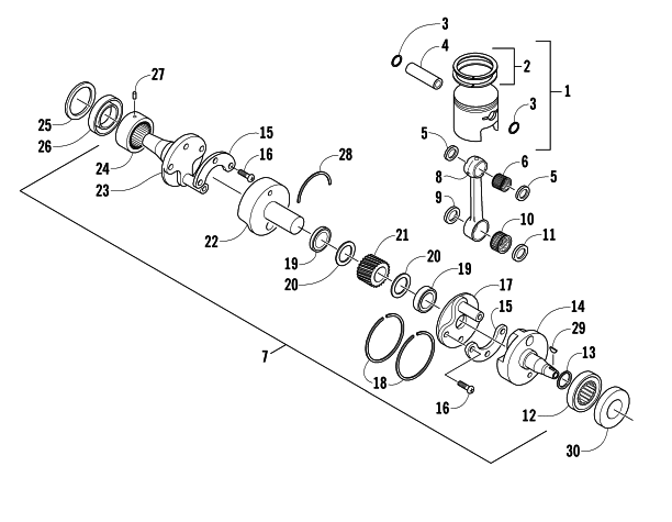 Parts Diagram for Arctic Cat 2006 FIRECAT 600 EFI SNOWMOBILE PISTON AND CRANKSHAFT