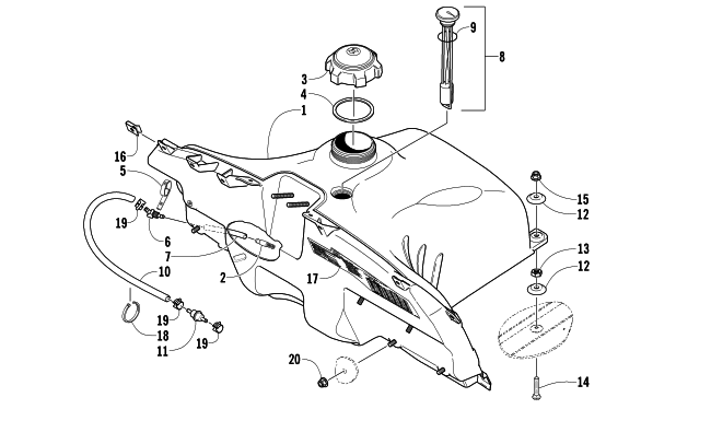 Parts Diagram for Arctic Cat 2006 FIRECAT 500 SNO PRO SNOWMOBILE GAS TANK ASSEMBLY