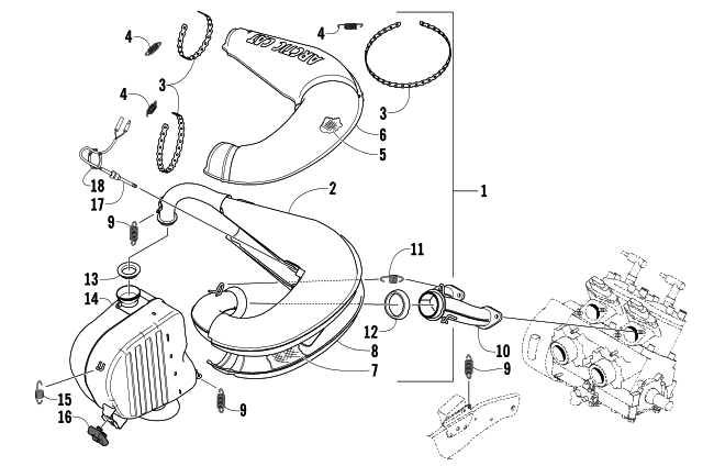 Parts Diagram for Arctic Cat 2006 FIRECAT 500 SNOWMOBILE EXHAUST ASSEMBLY