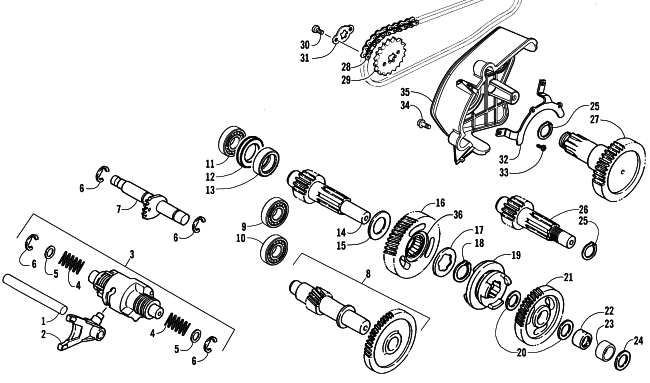 Parts Diagram for Arctic Cat 2008 250 DVX ATV TRANSMISSION ASSEMBLY